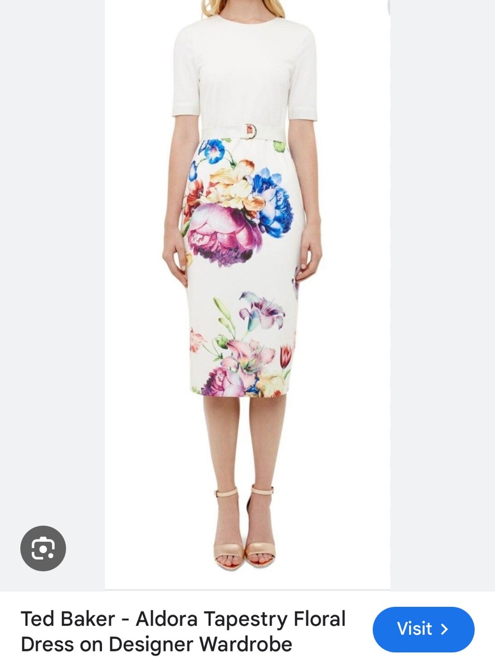 Ted Baker Aldora Bodycon Dress - White with Multicolor Floral Print